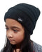 Fear0 NJ Girls Black Extreme Warm Plush Insulated Knit Cable PomPom Beanie Hat