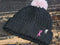 The North Face PR Pink Ribbon Cozy Chunky Black Pink Pom Pom Beanie Hat Women