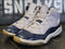 2017 Jordan Retro 11 Navy Blue Patent/White Basketball Shoes 378039-123 Kid 3Y