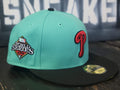 New Era 59Fifty Philadelphia Phillies 2008 WS Teal/Red Fitted Hat Cap Men 7 1/2