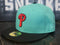 New Era 59Fifty Philadelphia Phillies 2008 WS Teal/Red Fitted Hat Cap Men 7 1/4