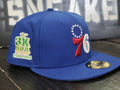 New Era 59Fifty Philadelphia 76ers 3x Champions Blue Fitted Hat Men size 7 3/8