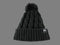 Fear0 NJ Extreme Warm Black Ribbed Plush Insulated Knit PomPom Beanie Hat for Women/Girls