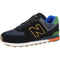 New Balance Mens Iconic 574 V2 Sneaker, Black with Varsity Green, 10 US