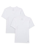 Nike Men`s Dri-FIT Essential Cotton Stretch Slim Fit V-Neck Undershirt 2 Pack (W(KE1009-100)/B, Small)