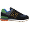 New Balance Mens Iconic 574 V2 Sneaker, Black with Varsity Green, 10 US