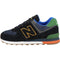 New Balance Mens Iconic 574 V2 Sneaker, Black with Varsity Green, 10 US