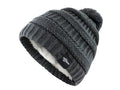 Fear0 Extreme Warm Plush Wool Insulated Gray Knit Cable Pom Pom Skullies Cap Winter Beanie Hat for Women Girl (Gray)