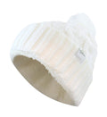 Fear0 Extreme Warm Plush Fur Insulated White Cuff Pom Pom Winter Beanie Hat for Women Girl (White Cuff)
