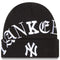 New Era NY New York Yankees Blackletter Old English Letter Script Cuff Knit Beanie Hat