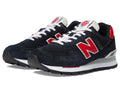 New Balance Classics 574D Rugged Sneakers for Men - Low Top Silhouette and Breathable Textile Lining Black/Red 15 D - Medium