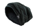 Fear0 NJ Extreme Warm Black Plush Insulated Slouch Baggy Knit Skullies Cap Winter Beanie Hat for Women/Men (Black Slouch)