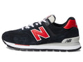 New Balance Classics 574D Rugged Sneakers for Men - Low Top Silhouette and Breathable Textile Lining Black/Red 10.5 D - Medium
