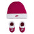 NIKE Baby Hat and Booties 2-Piece Set, Pink/Grey/White, 0/6M