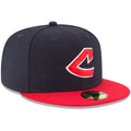 New Era MLB 59FIFTY Cooperstown Authentic Collection Fitted On Field Game Cap Hat (as1, Numeric, Numeric_7_and_1_Half, Cleveland Guardians Navy Red Cooperstown)