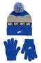 Nike Futura Two-Piece Big Kids' (Boys') Beanie And Gloves Set (One Size, Game Royal/Smoke Grey)