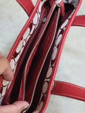 Coach Signature Zip Top Tote Handbag Shoulder Bag Red Monogram AUTHENTIC - SoldSneaker