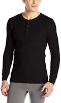 Fruit of the Loom Classic Midweight Waffle Thermal Henley Black Top Men X-Large - SoldSneaker
