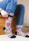 Hi-Tec Women's Comfort Lifestyle Casual Crew Socks with Designs (2 Pair Pack) - Roses - SoldSneaker