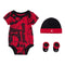 Jordan Baby Boys Bodysuit, Bootie and Hat 3 Piece Set (Black(NJ0454-023)/Red, 0-6 Months) - SoldSneaker