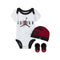 Jordan Infant Jumpman Bodysuit, Hat & Booties 3 Piece Set (White(NJ0446-001)/Red, 0-6 Months) - SoldSneaker