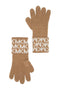 Michael Kors Bordered MK Logo Gloves One Size (DARK CAMEL) - SoldSneaker