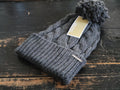 Michael Kors Fluffy Pom Grey Cable Knit Fold Beanie Hat Unisex OS - SoldSneaker