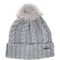 Michael Michael Kors Women`s Cable Knit Teddy Fleece Faux Fur Pom Pom Beanie Hat (Pearl Heather Grey(538558C-052)/Nickel, One Size) - SoldSneaker