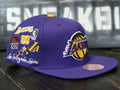 Mitchell & Ness LA Lakers Varsity Days Monogram Logos Purple Snapback Hat - SoldSneaker