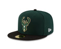 NBA Milwaukee Bucks Men's 2-Tone 59FIFTY Fitted Cap , Dark Green , 7 5/8 - SoldSneaker