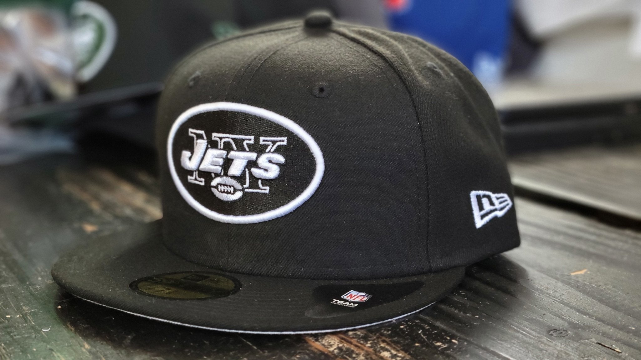 New Era 5950 Authentic NY Jets Fitted Black/White Cap Men Size