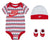 Nike Baby Boy Stripe Bodysuit, Hat And Booties 3 Piece Set (White(NN0733-U10)/Red, 0-6 Months) - SoldSneaker