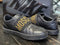 Pre-Owned Moschino Made in Italy Black Leather/Bronze Studs Sneakers Women 38 US - SoldSneaker